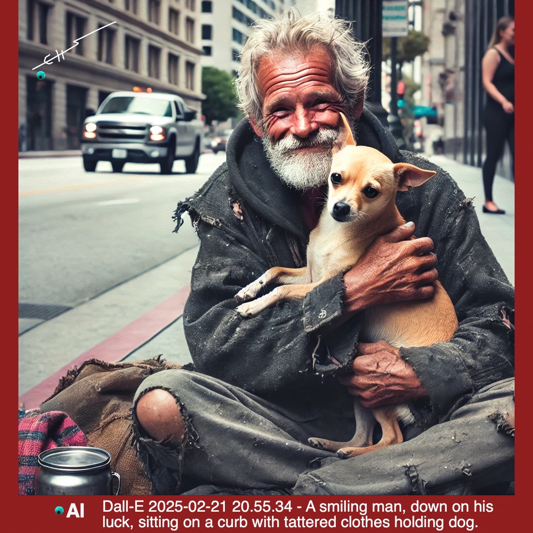 smiling man on curb