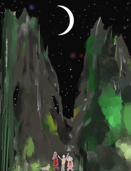 digital painting moonlight over cathedrals